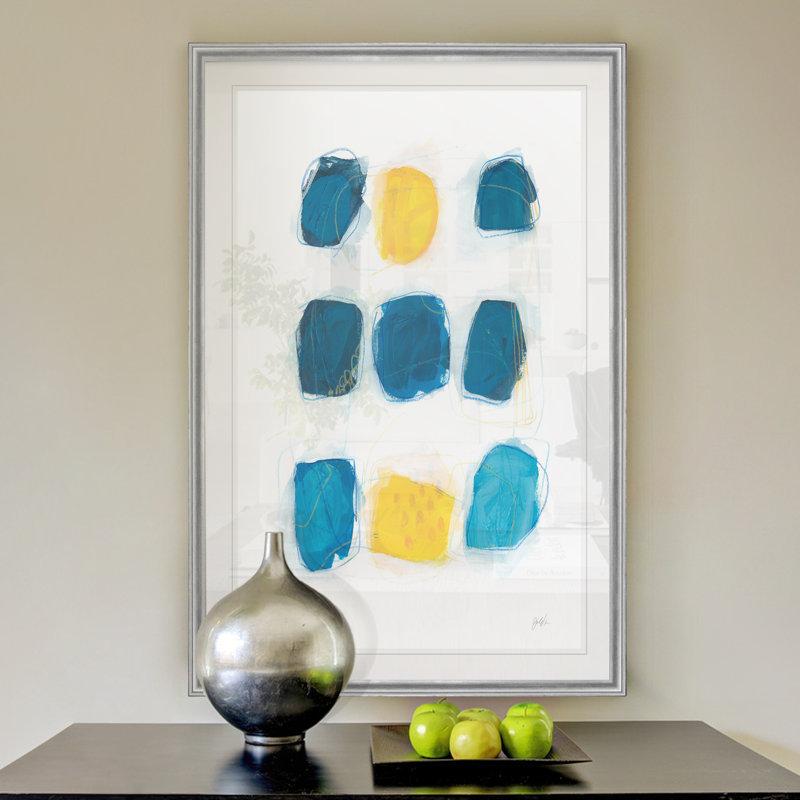 «Lemon & Indigo II», reproduction sur toile, H 30,5 po x l 42,5 po x P 1,5 po, Encadrement argenté
