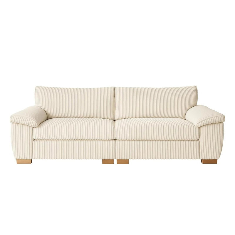 3 Seater Corduroy Sofa, Cream