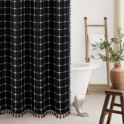 Rideau de douche noir Boho