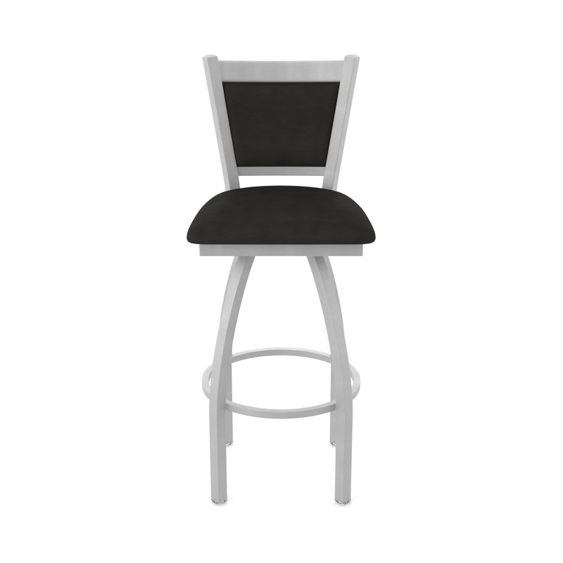Tabouret pivotant Hadleigh, Tabouret de comptoir (siège d'une hauteur de 25 p, Nickel anodisé, Vinyle - espresso Canter