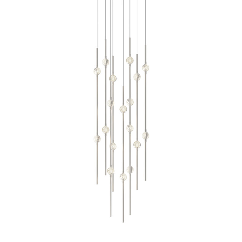 Constellation - Aries 12" Round LED Pendant - Espresso Black Fixture - Clear Faceted Acrylic Shade - 2700K - 120" Cable