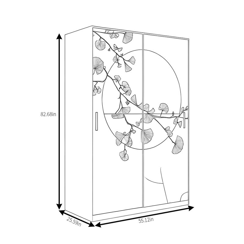 Simple Almond Leaf Wardrobe, Black