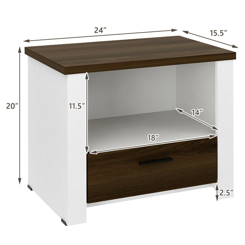 Table de bout de 20 po de hauteur avec rangement