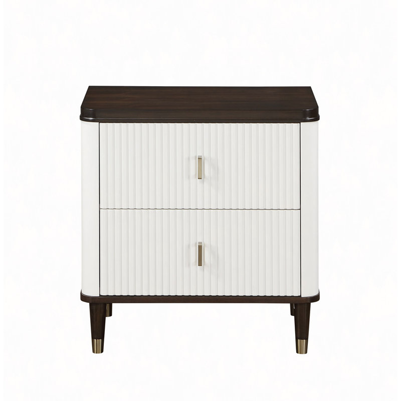 Table de chevet, table de chevet 2 tiroirs avec port USB