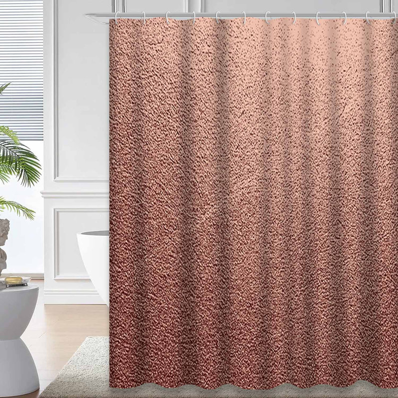 Rideau de douche rose à motif abstrait quartz rose brillant avec 12 crochets, L 72 po x l 78 po