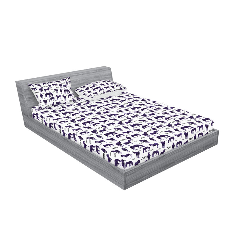 Drap-housse et taie décorative Ambesonne Silhouette d'animaux d'Afrique Gris anthracite