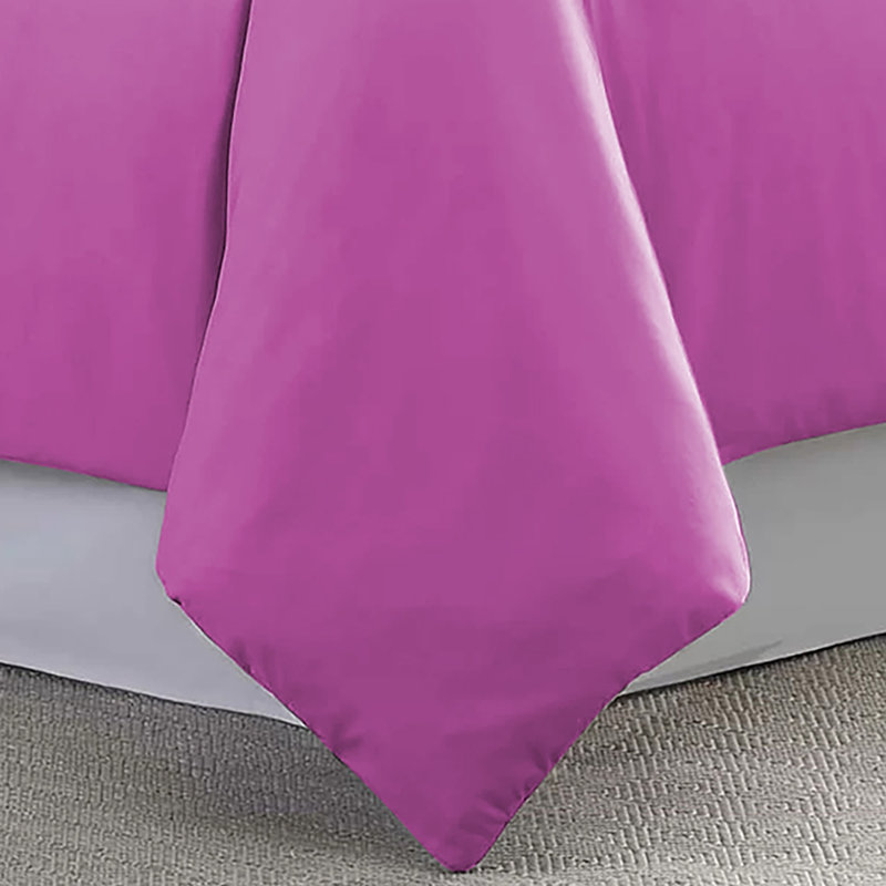 Humiston Solid Colour Duvet Cover Set with Pillowcases Included, King Duvet Cover + 2 Standard Pillowcases, Purple