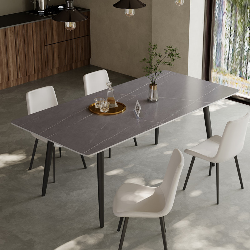 Metal Base Dining Table, 75 cm x 120 cm x 70 cm, Grey