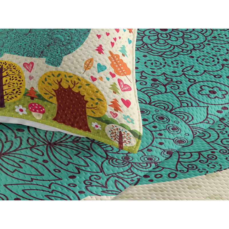 Elephant Coverlet, King Bedspread + 2 Shams