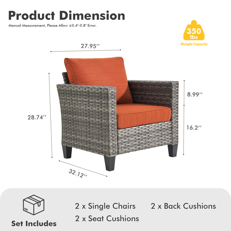 Chaise de patio avec coussins, Orange