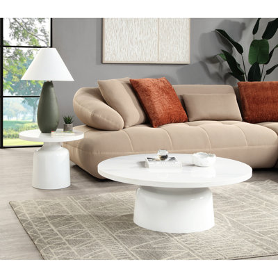 Elegant White High Gloss End Table With Fine Engineered Marble Top A Chic Finish