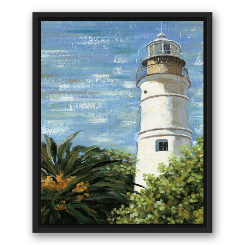 Phare dans le jardin sur toile, H 21,75 po x l 17,75 po x P 1,75 po, Cadre flottant noir