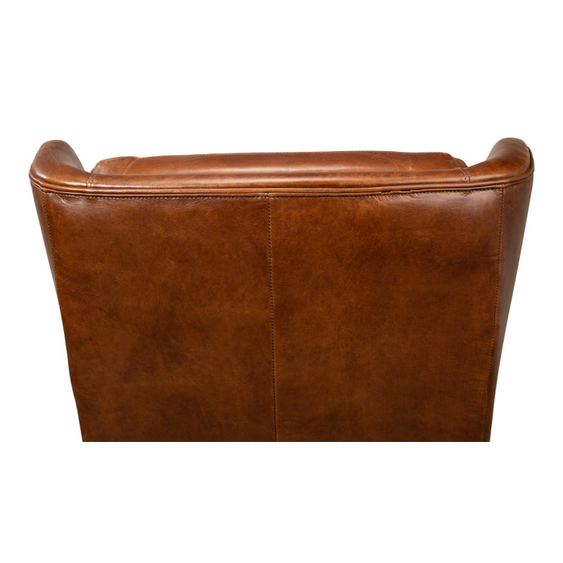 Elite Wingback Chair, Dark Brown Genuine Leather
