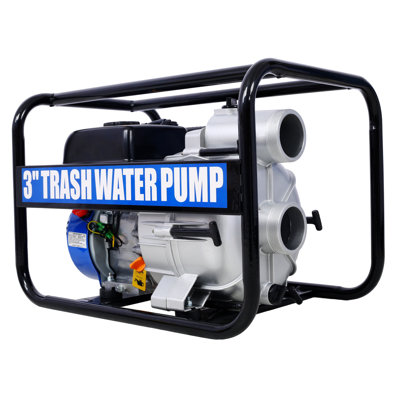 3-Inch Gas Powered Trash Pump with 209cc OHV Engine, Steel Frame, Includes Suction and Discharge Hoses