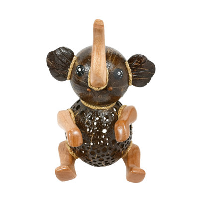 Sculpture mignonne de petit éléphant assis Jashante