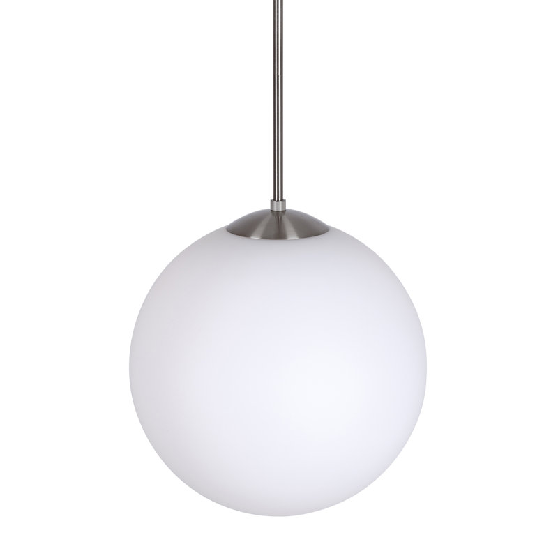 Luminaire suspendu simple à 1 lumière Wilbourn, Nickel brossé, H 14,5 po x l 14 po x P 14 po