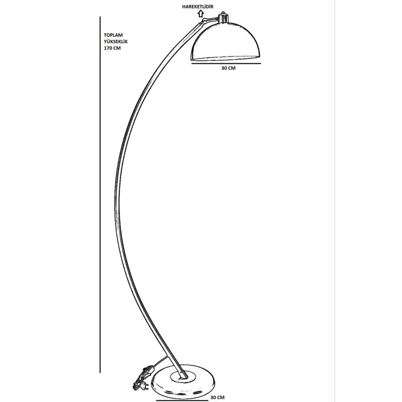 Nalani 170cm Arched Floor Lamp, Chrome