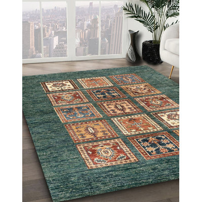 Tapis abstrait vert / rouge