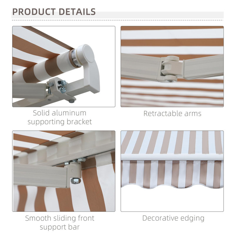 Auvents rétractables, Beige, H 59 po x l 116,3 po x P 96,5 po