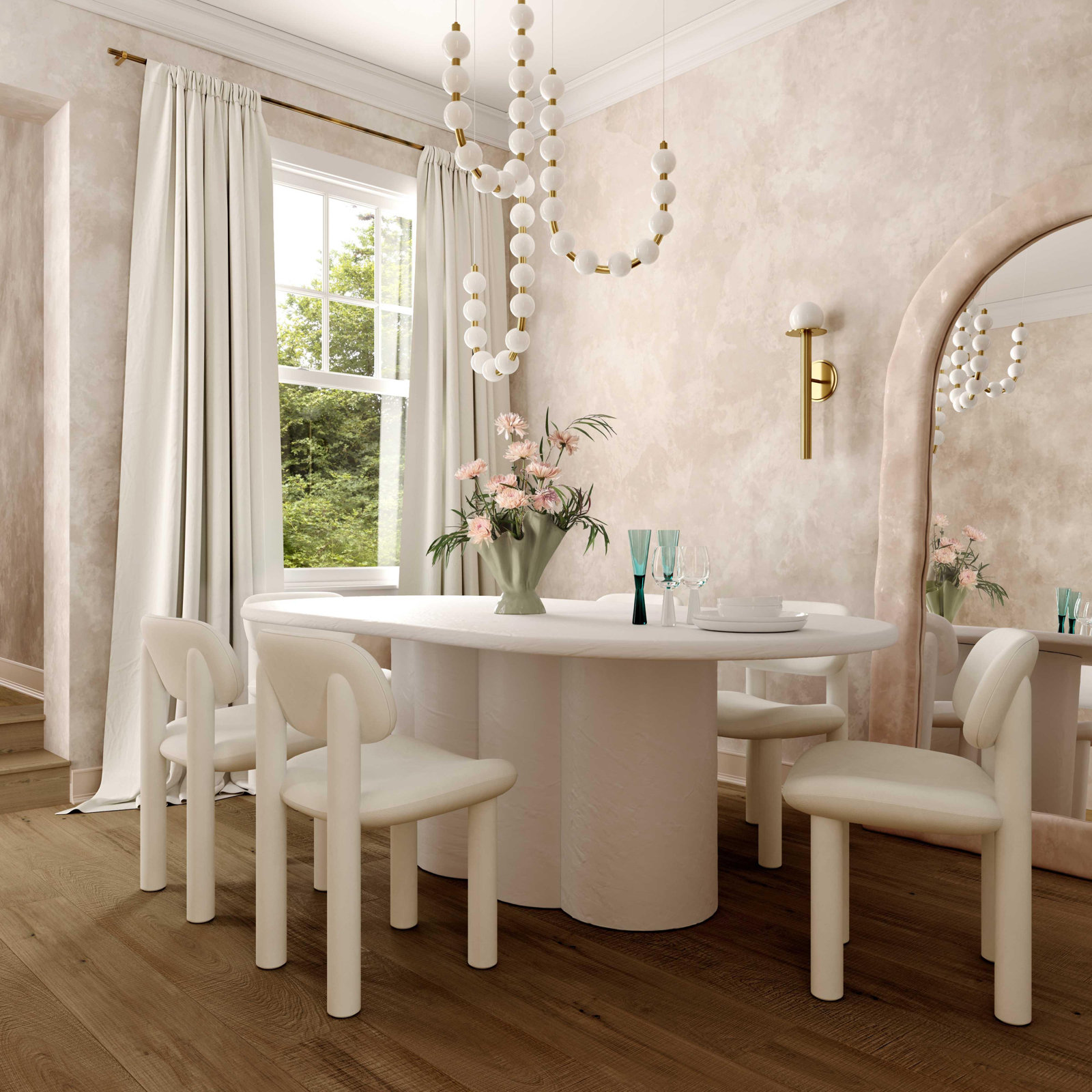 Baldes Velvet Dining Chair, Ivory