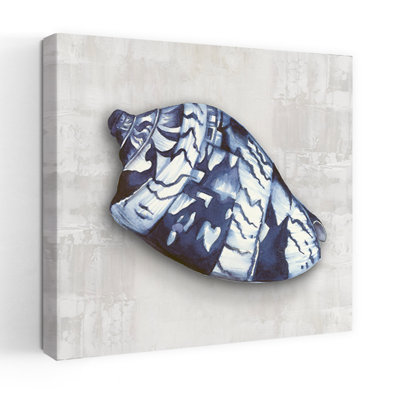 Nautilus Shell In Blue Hues II Abstract Contemporary Wall Art