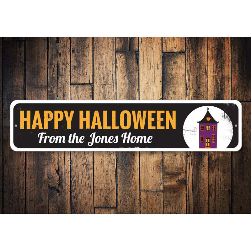Plaque en aluminium Spooky Haunted House, H 6 po x l 24 po x P 0,06 po