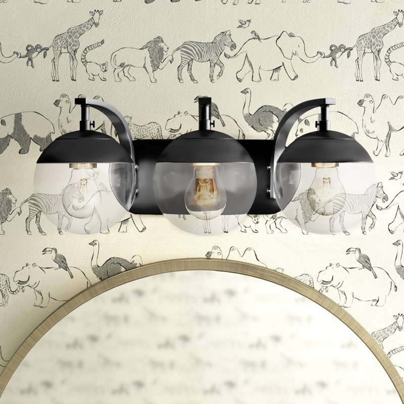 Éclairage pour salle de bain à intensité variable 3 lumières Martina, Noir mat, Noir mat / givré