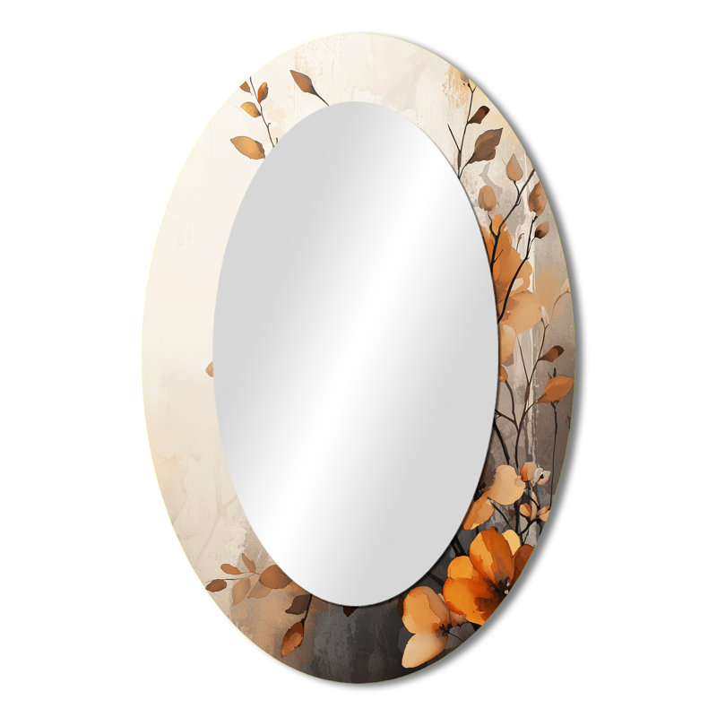 Miroir mural ovale orange et gris, 36 po x 24 po