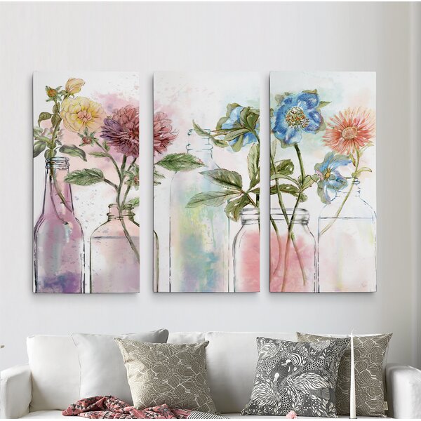 Ophelia & Co. Vintage Bottle On Canvas 3 Pieces Painting & Reviews ...
