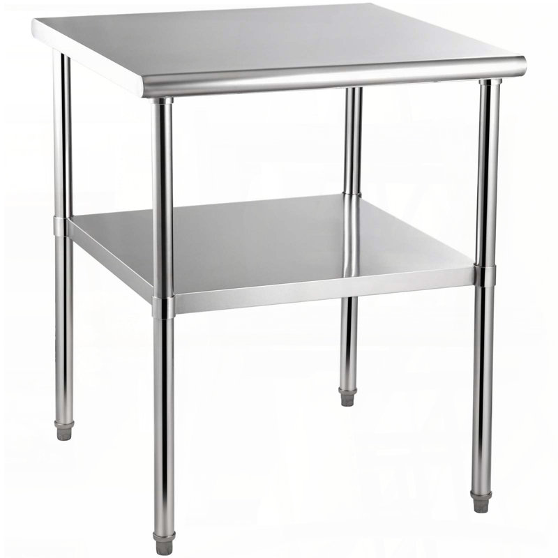 Table de préparation en acier inoxydable avec tablette réglable (30 po x 30 po, capacité de 800 lb)