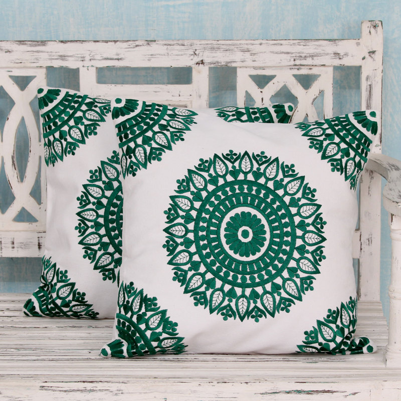 Embroidered Cotton Reversible Pillow Cover