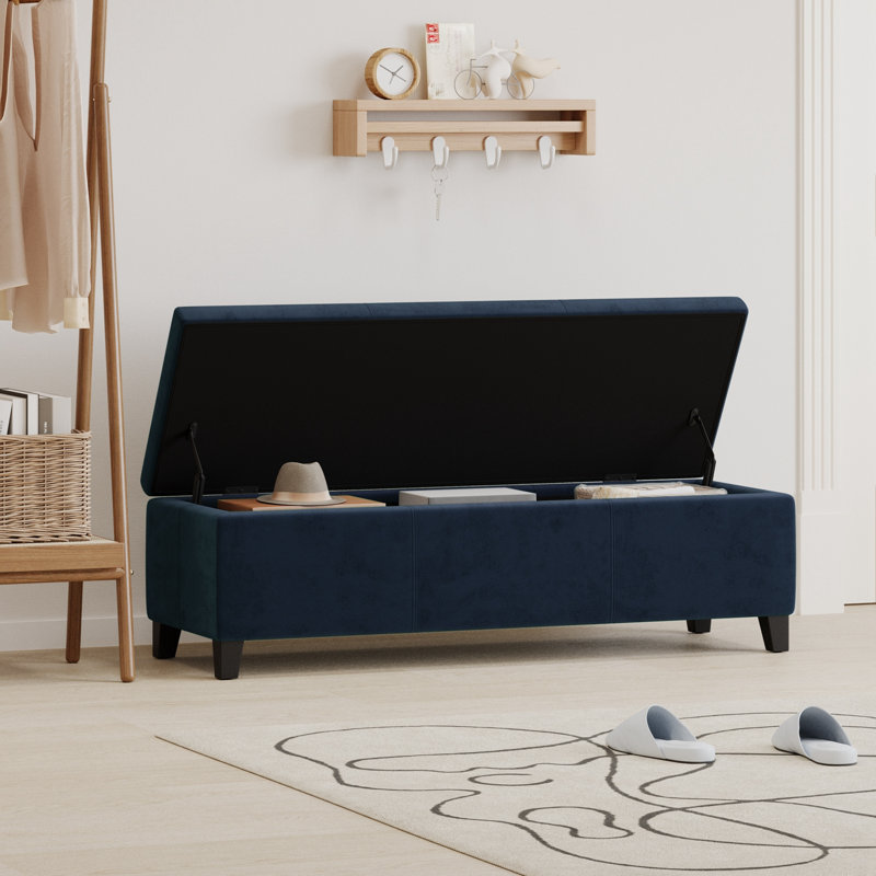 Banc rembourré avec rangement rabattable, Bleu très foncé