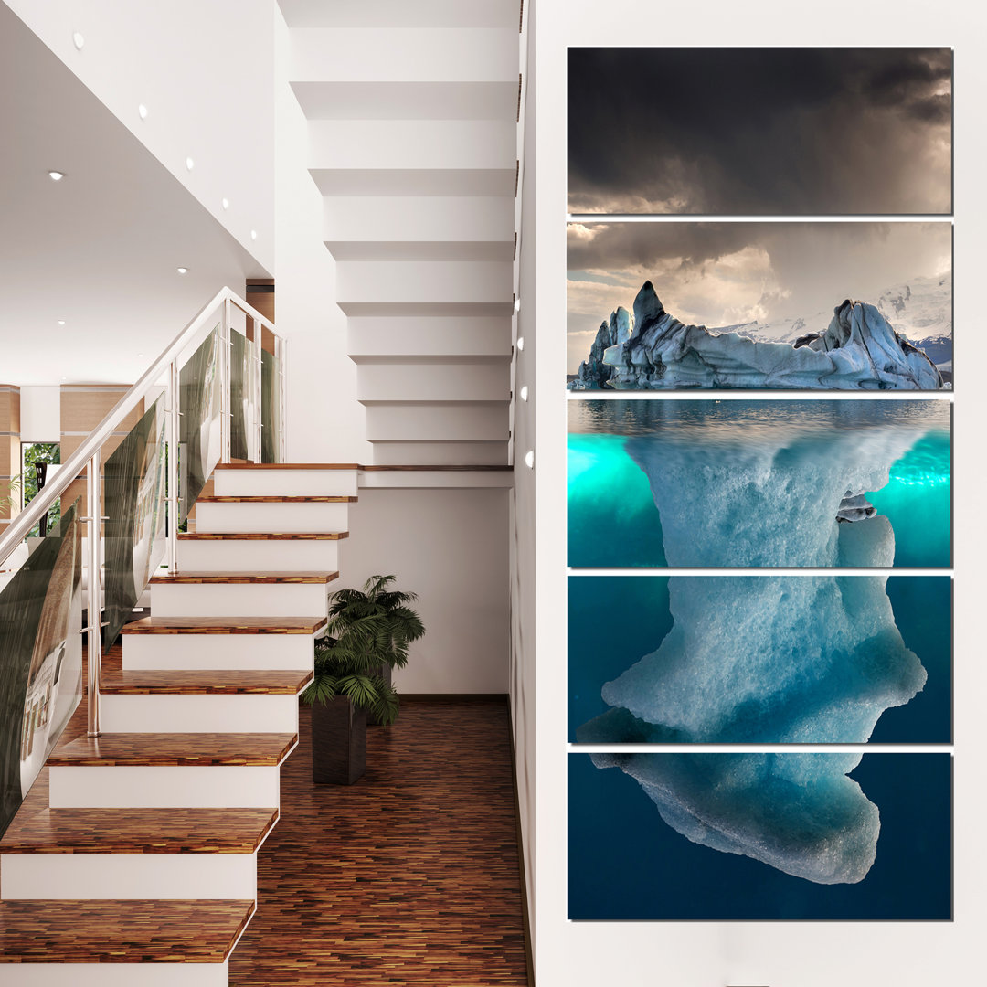 " Large Iceberg In Sea " 5 - Pieces Ebern Designs