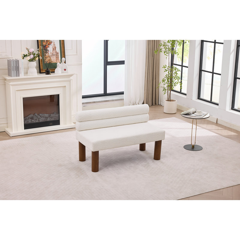 Banc de salle à manger rembourré, banc d'entrée avec dossier, Beige, Beige