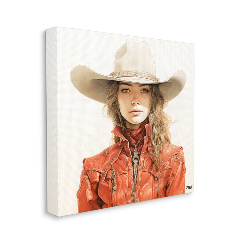 Western Cowgirl Portrait par RB, H 36 po x l 36 po x P 1,5 po