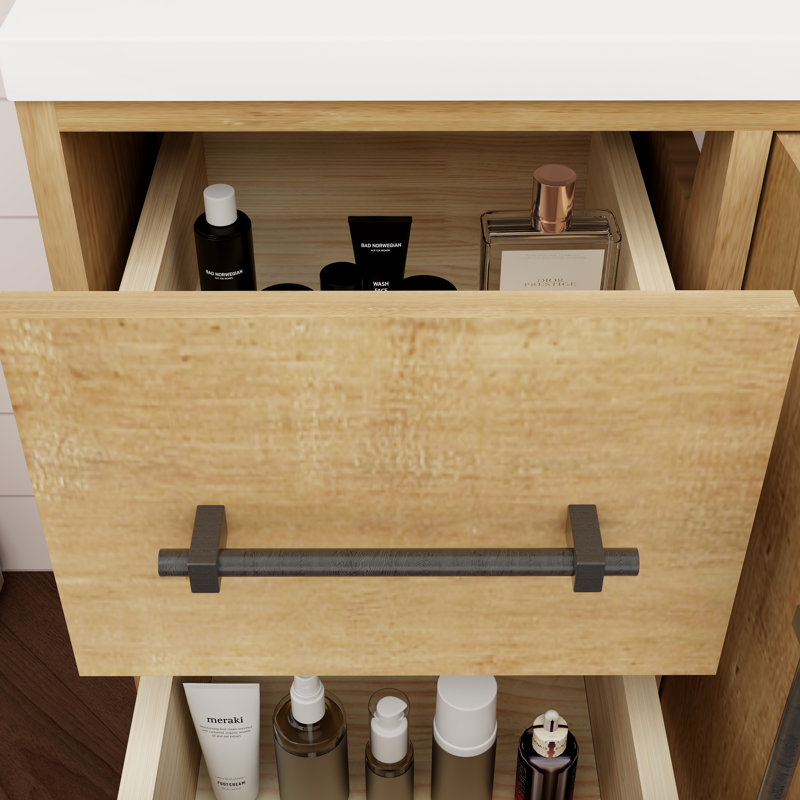 Victoria 35.4'' Oak Freestanding Bathroom Vanity with Acrylic Top