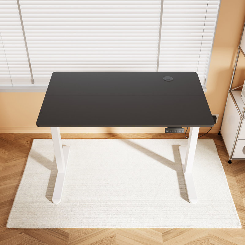 100Cm W Height Adjustable Rectangular Standing Desk, Black