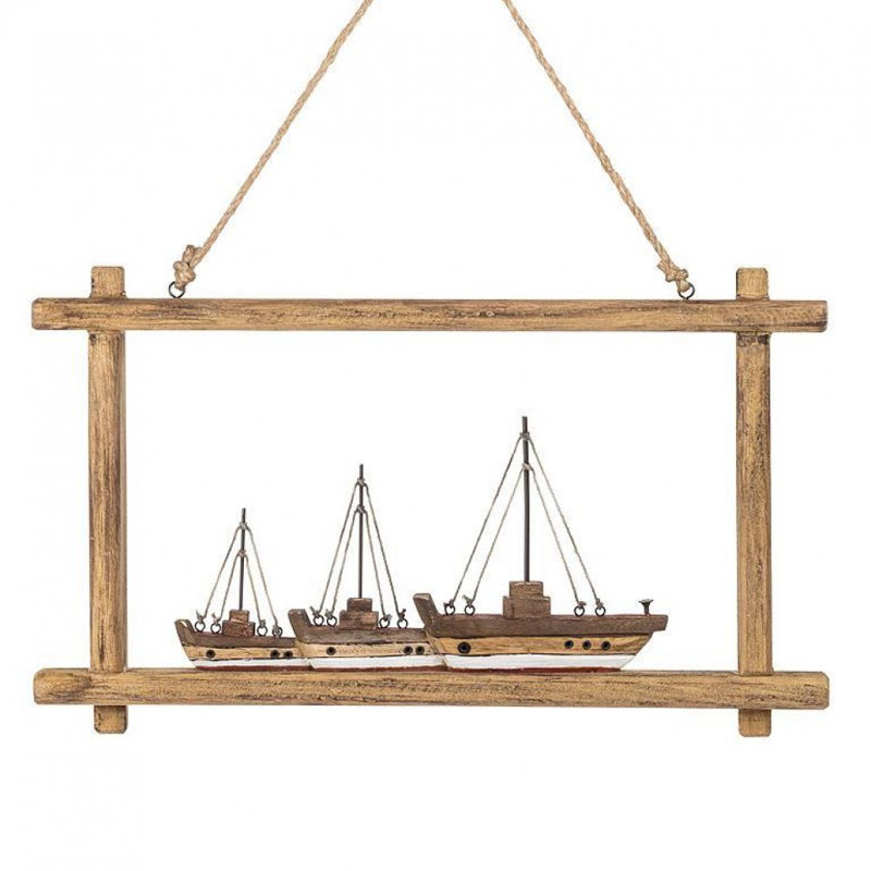 Three Sail Boats In A Rectangle Frame Wall Décor
