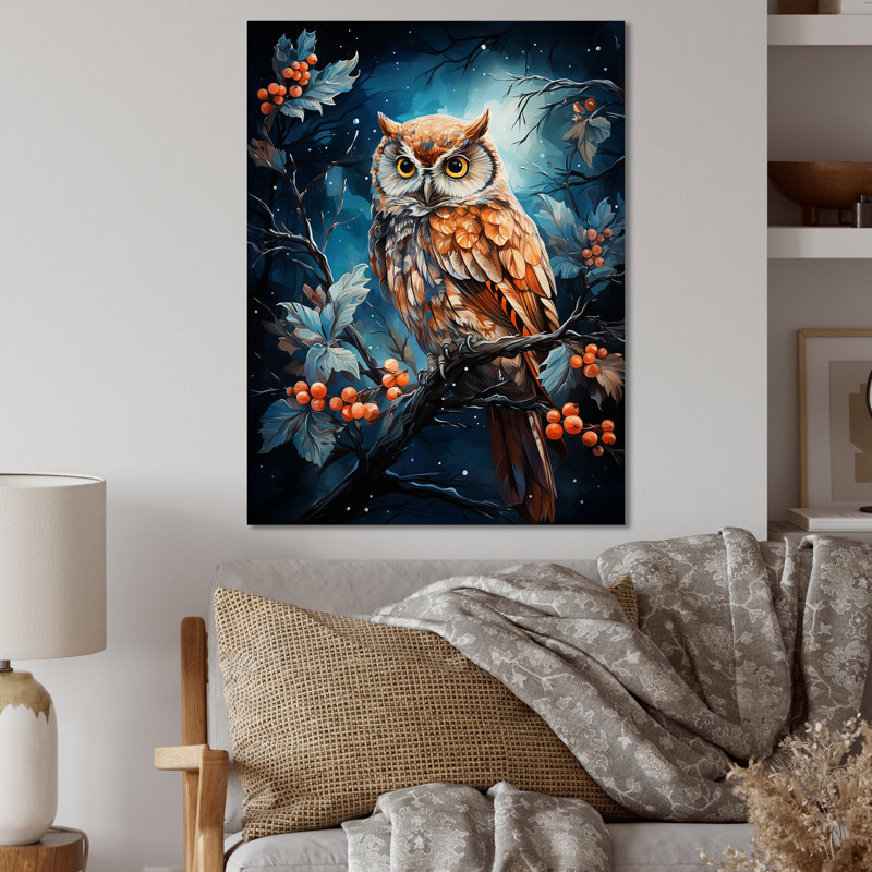 Starry Night Owl Guardian II - hibou, art mural en métal, H 32 po x l 16 po x P 1 po