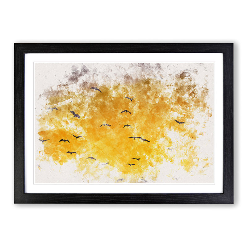 Egrets At Sunset - Picture Frame Painting, Black Framed, 36cm H x 48cm W x 2cm D