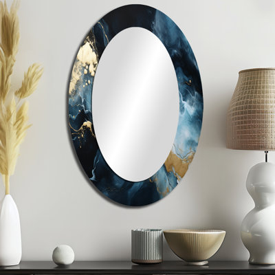 Miroir mural or et bleu abstrait et mystique harmonie dorée