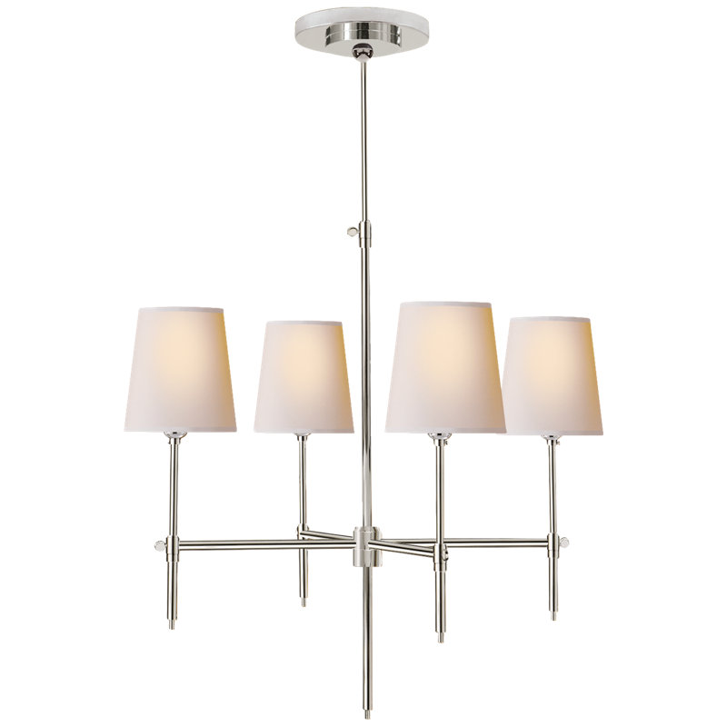 Thomas O'Brien Bryant Small Chandelier, Polished Nickel, Fabric, 28" H x 26" W x 26" D