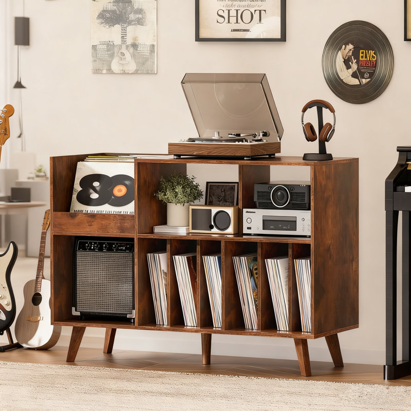 48-Inch Turntable Stand With Storage For Vinyl Records And Media Equipment