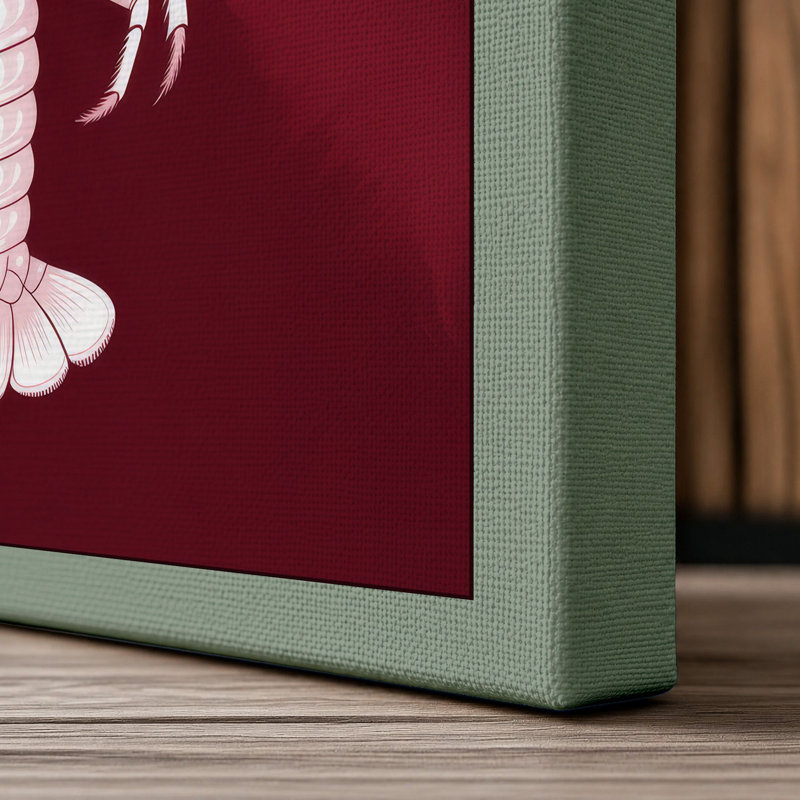 Heraldic Lobster Art Deco - Wrapped Canvas, 24x16 - 61.0 x 40.6 cm, Sage Border