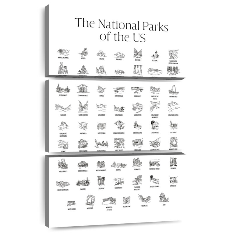 Carte des parcs nationaux américains Alvord, H 65 po x l 42 po