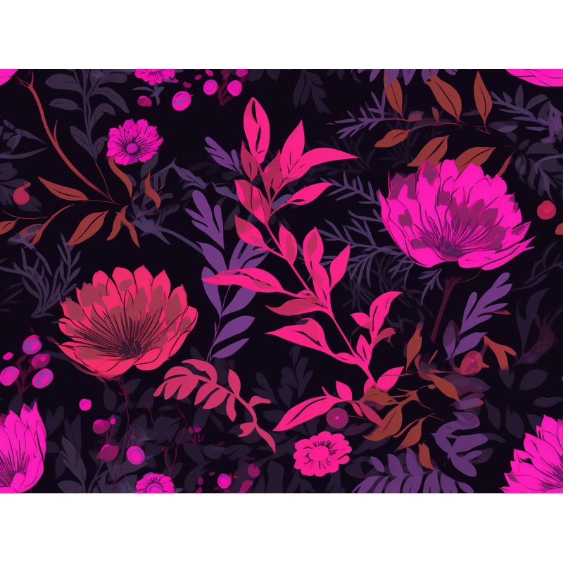 Machine Printed Comforter, King Comforter, Black/Pink Floral