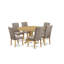 Ensemble de salle à manger 9 pièces composé d'une table en bois et de 8 chaises rembourrées kaki foncé avec dossier haut - finition chêne-429365189-429365188-497893446
