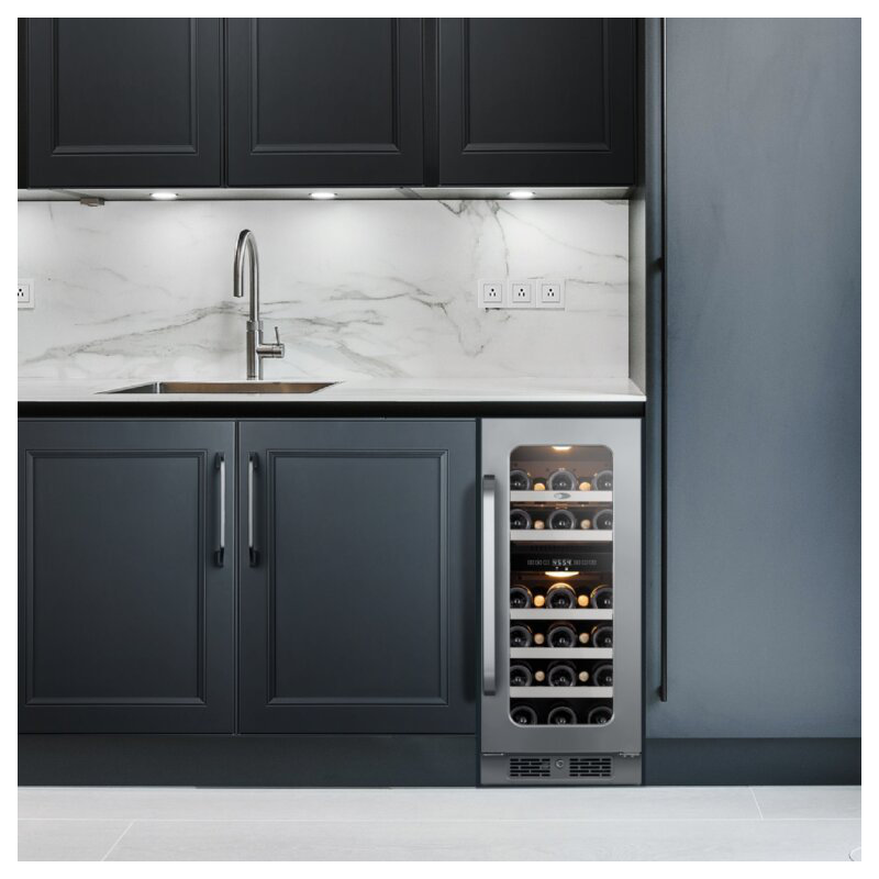 Whynter BSR-033SW 15 inch Built-ln 33 Bottle Undercounter Stainless Steel Wine Fridge with Reversible Door, Digital Control, Lock, and Carbon Filter