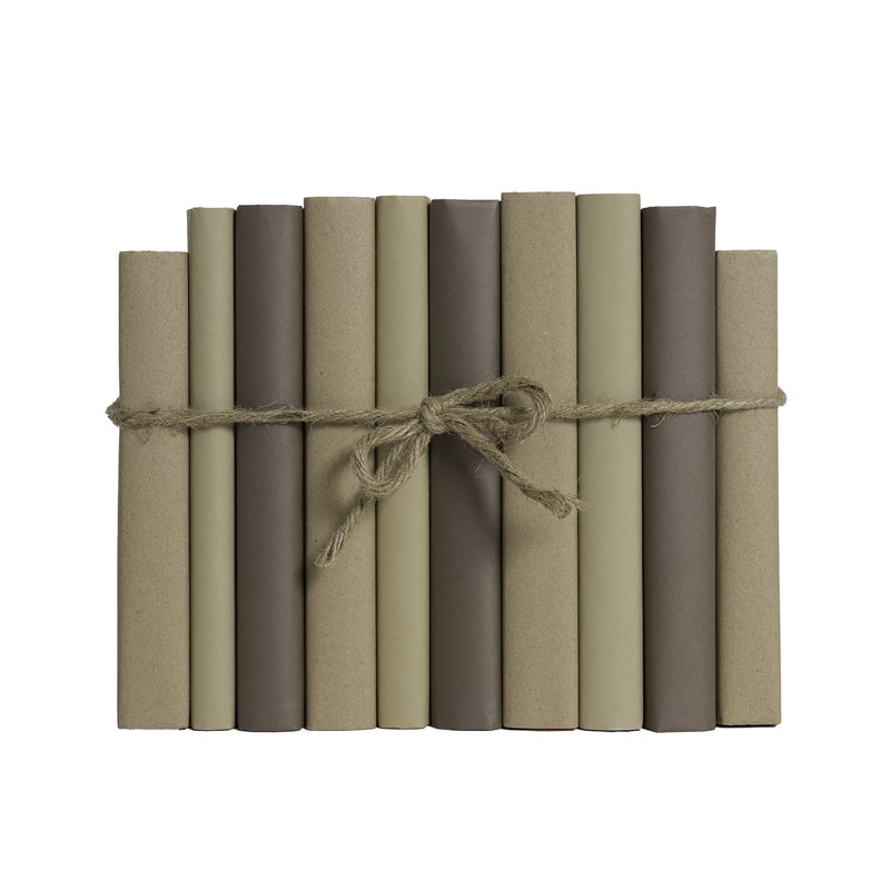 Decorative Books - Chocolate Paper Wrapped Book Bundle - 1 Foot of Brown Books