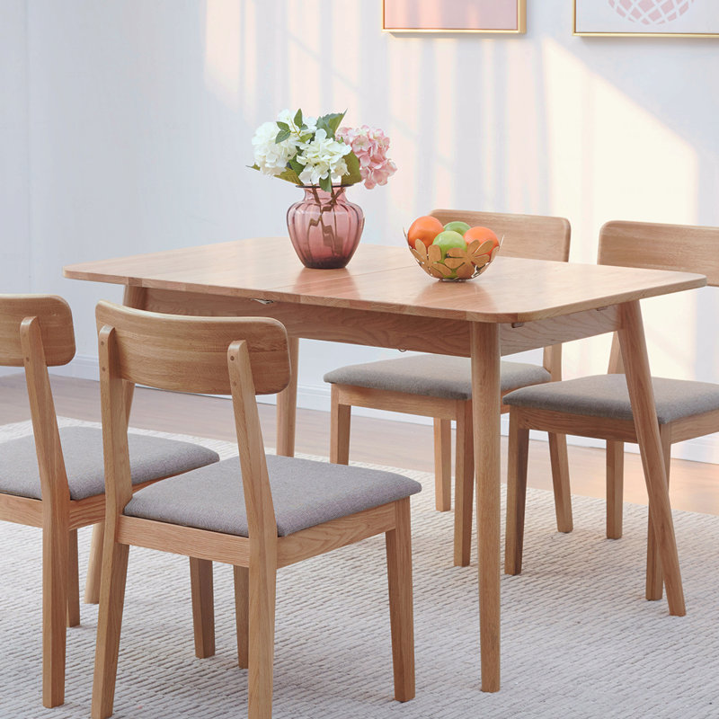 Table de salle à manger de coin en chêne naturel naturel 1,2-1,6 m télescopique 6 à 8 personnes